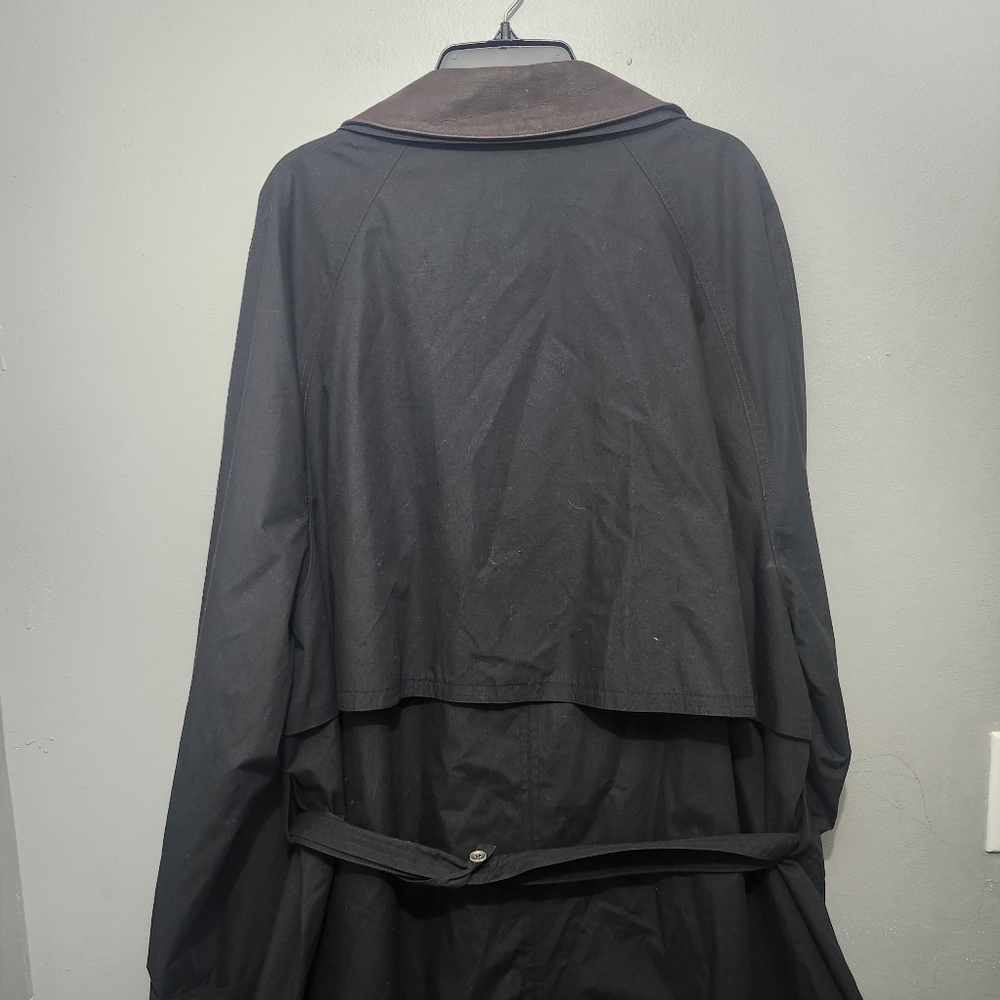 London Fog Men's Black Trench Coat with Brown Collar Size 50 - Picture 11 of 13